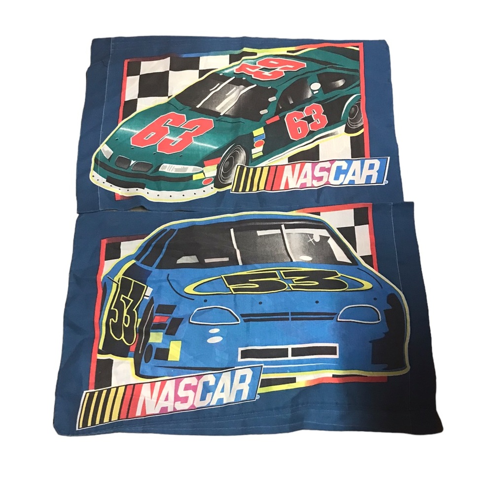 Vintage Dan River Made in USA NASCAR Pillow Cases GUC